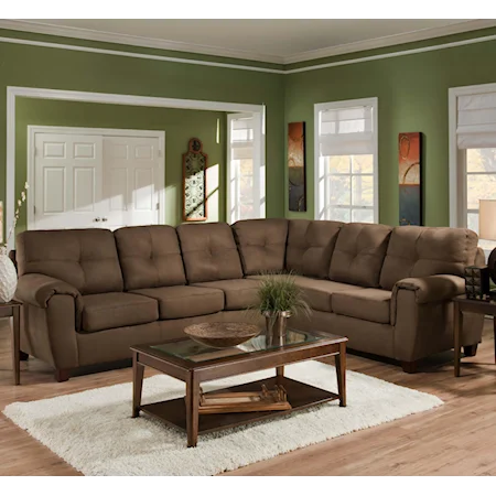 Contemporary Styled Sectional Sofa with Tufted Back Cushions